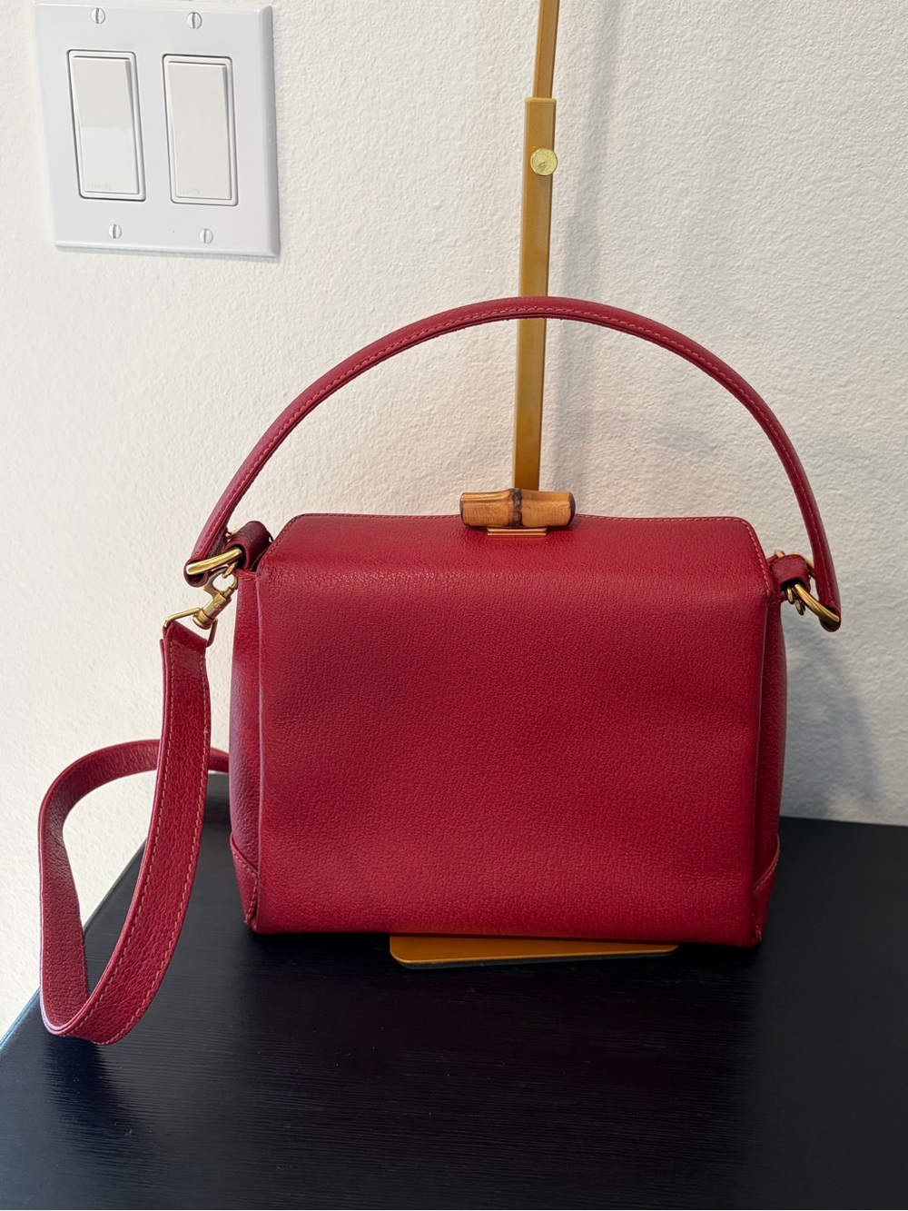 Vintage Gucci Bamboo Turnlock Bag in Red